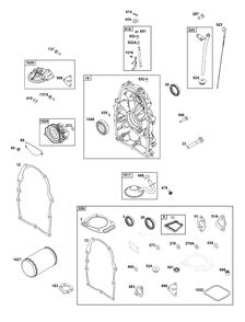Crankcase Cover/Sump And Lubrication Group Diagram and Parts List for 356447-3530-B5 200000 - 399999 Briggs and Stratton Engine